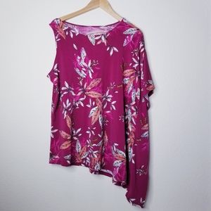 NWOT Worthington One Shoulder Flutter Top